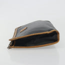 CELINE Clutch Bag Leather Black Gold Tone Auth ep15267-4