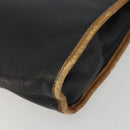 CELINE Clutch Bag Leather Black Gold Tone Auth ep15267-7