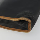 CELINE Clutch Bag Leather Black Gold Tone Auth ep15267-8