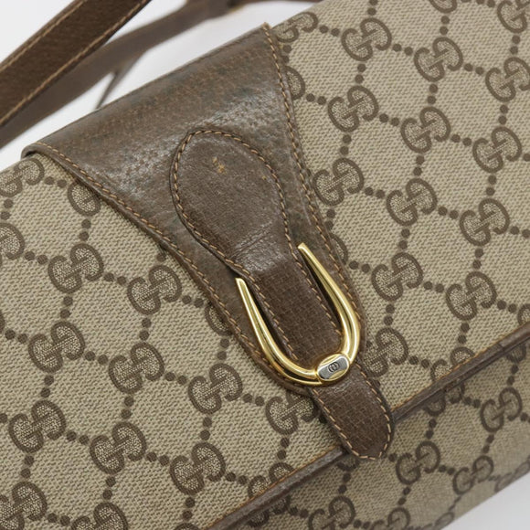 GUCCI GG Supreme Shoulder Bag PVC Leather Beige Gold Tone Auth ep15270