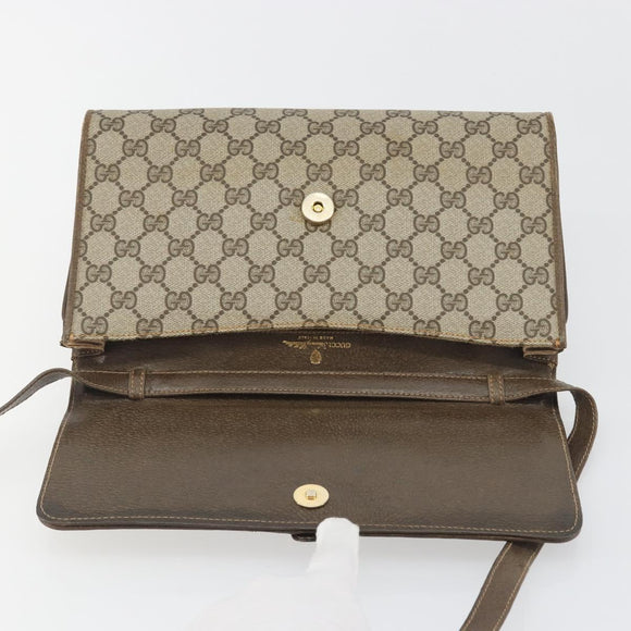 GUCCI GG Supreme Shoulder Bag PVC Leather Beige Gold Tone Auth ep15270