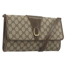 GUCCI GG Supreme Shoulder Bag PVC Leather Beige Gold Tone Auth ep15270-1