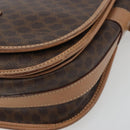 CELINE Macadam Shoulder Bag PVC Leather Brown Gold Tone Auth ep15274-9