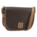 CELINE Macadam Shoulder Bag PVC Leather Brown Gold Tone Auth ep15274-1
