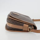 CELINE Macadam Shoulder Bag PVC Leather Brown Gold Tone Auth ep15274-3
