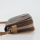 CELINE Macadam Shoulder Bag PVC Leather Brown Gold Tone Auth ep15274-4