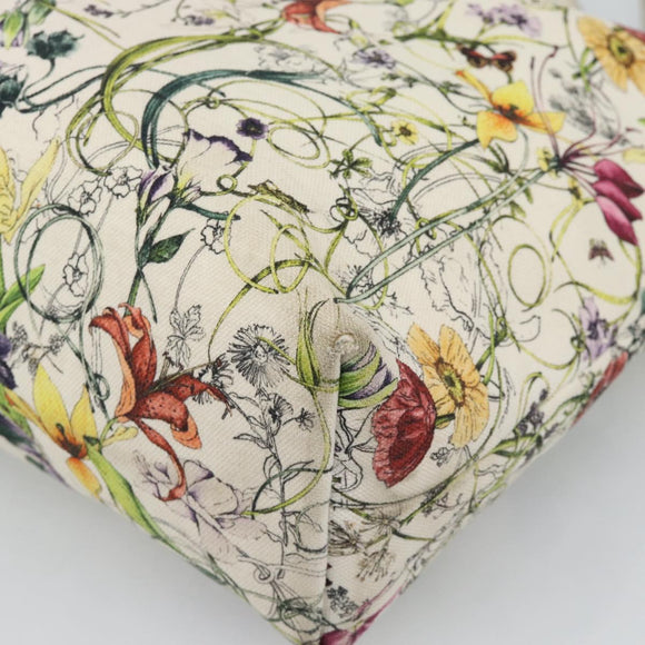 GUCCI Flora Tote Bag Canvas White Multicolor 295252 Auth ep15276