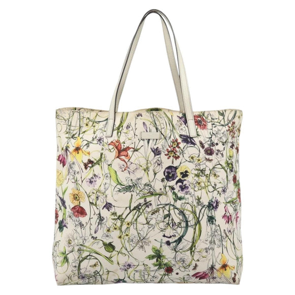 GUCCI Flora Tote Bag Canvas White Multicolor 295252 Auth ep15276