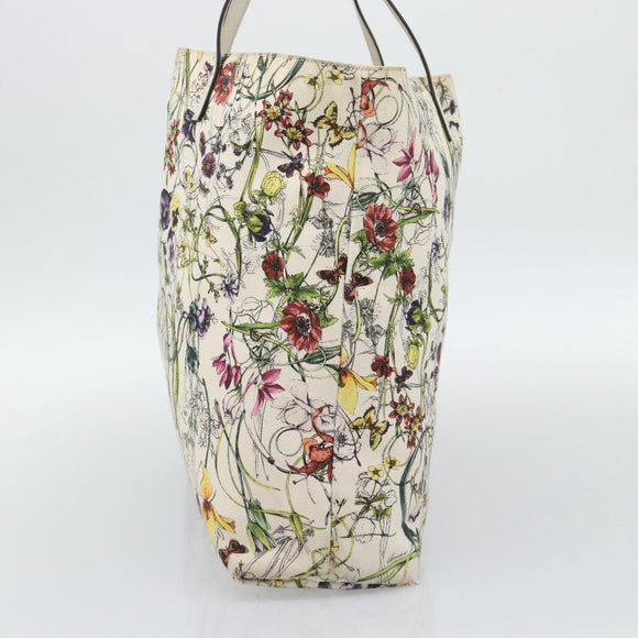 GUCCI Flora Tote Bag Canvas White Multicolor 295252 Auth ep15276