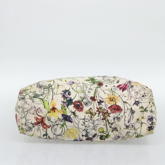 GUCCI Flora Tote Bag Canvas White Multicolor 295252 Auth ep15276