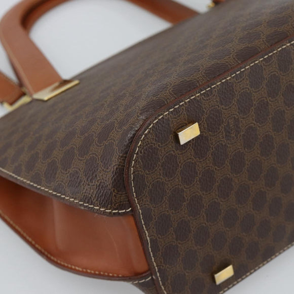 CELINE Macadam Hand Bag PVC Leather 2way Brown Gold Tone Auth ep15277