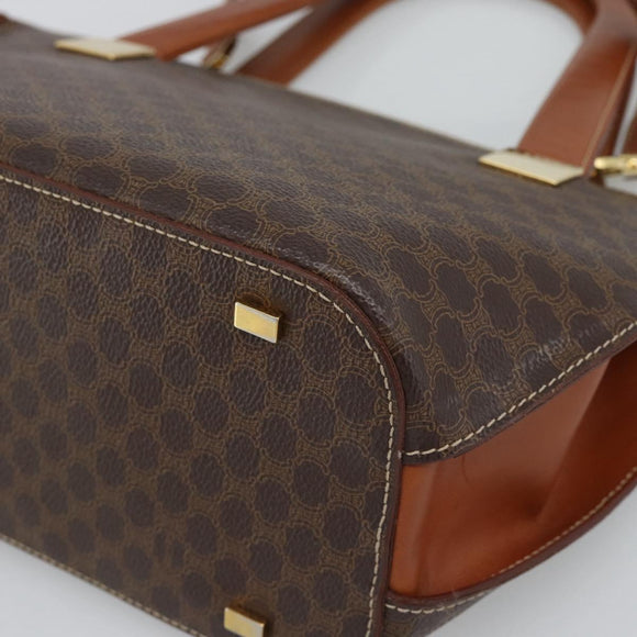 CELINE Macadam Hand Bag PVC Leather 2way Brown Gold Tone Auth ep15277