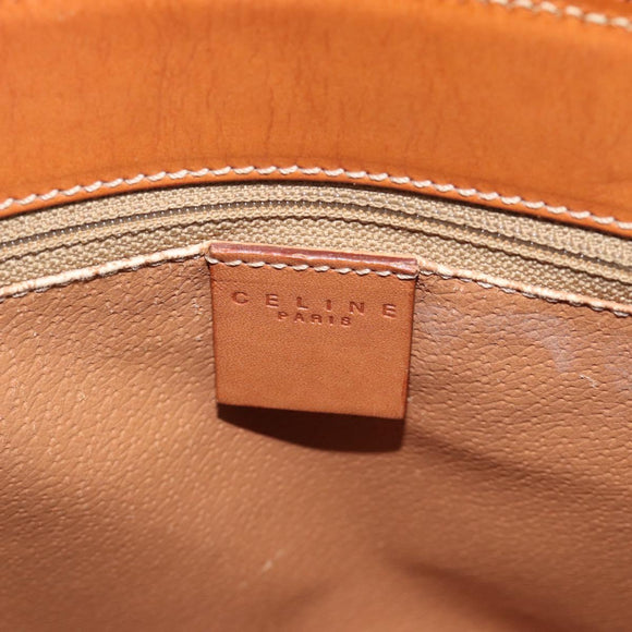 CELINE Macadam Hand Bag PVC Leather 2way Brown Gold Tone Auth ep15277
