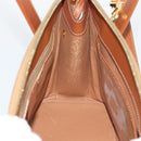 CELINE Macadam Hand Bag PVC Leather 2way Brown Gold Tone Auth ep15277-20