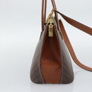 CELINE Macadam Hand Bag PVC Leather 2way Brown Gold Tone Auth ep15277-3