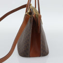 CELINE Macadam Hand Bag PVC Leather 2way Brown Gold Tone Auth ep15277-4