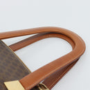 CELINE Macadam Hand Bag PVC Leather 2way Brown Gold Tone Auth ep15277-8