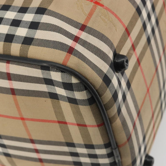 Burberrys Nova Check Boston Bag Canvas Beige Black Auth ep15288