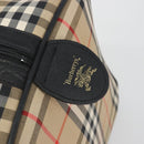 Burberrys Nova Check Boston Bag Canvas Beige Black Auth ep15288-10