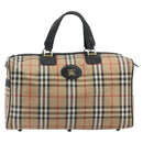 Burberrys Nova Check Boston Bag Canvas Beige Black Auth ep15288-13