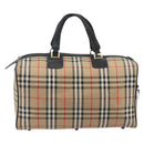 Burberrys Nova Check Boston Bag Canvas Beige Black Auth ep15288-2