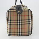 Burberrys Nova Check Boston Bag Canvas Beige Black Auth ep15288-4