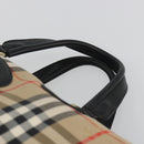 Burberrys Nova Check Boston Bag Canvas Beige Black Auth ep15288-8