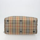 Burberrys Nova Check Boston Bag Canvas Beige Black Auth ep15288-5