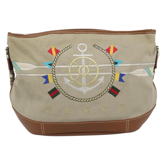 GUCCI Shoulder Bag Canvas Beige Silver 001 090 1130 Auth ep15290