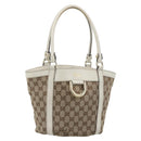 GUCCI GG Canvas Hand Bag Beige Gold Tone 211983 Auth ep15291-1