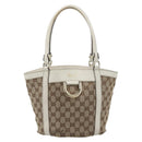 GUCCI GG Canvas Hand Bag Beige Gold Tone 211983 Auth ep15291-2