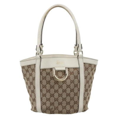 GUCCI GG Canvas Hand Bag Beige Gold Tone 211983 Auth ep15291 - 0