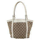 GUCCI GG Canvas Hand Bag Beige Gold Tone 211983 Auth ep15291-3