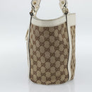 GUCCI GG Canvas Hand Bag Beige Gold Tone 211983 Auth ep15291-5