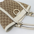 GUCCI GG Canvas Hand Bag Beige Gold Tone 211983 Auth ep15291-6