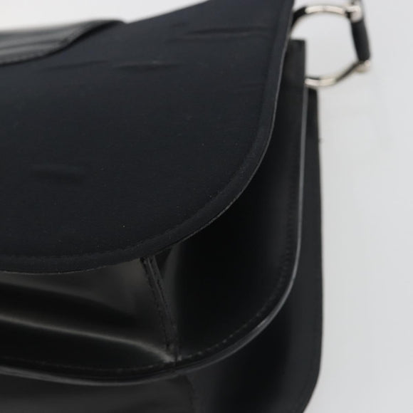 CELINE Shoulder Bag Canvas Black Silver Auth ep15292