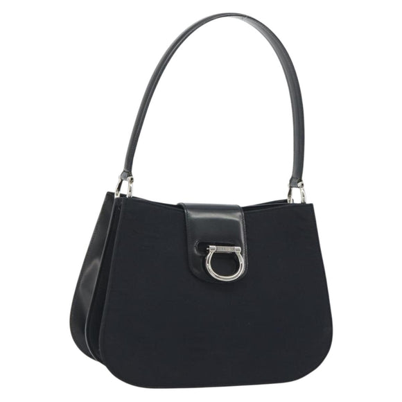 CELINE Shoulder Bag Canvas Black Silver Auth ep15292