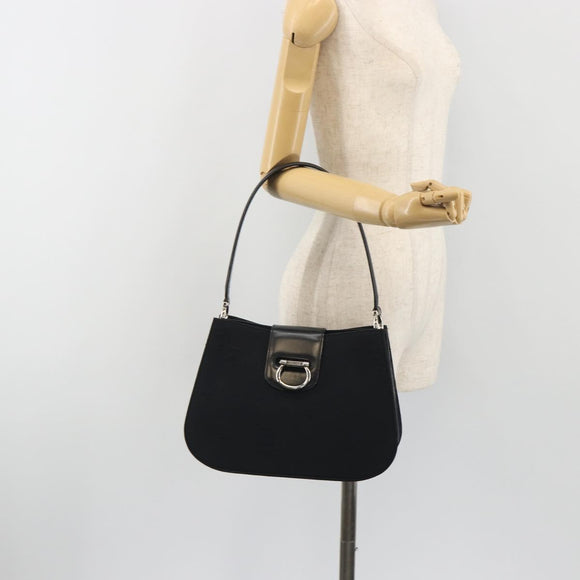 CELINE Shoulder Bag Canvas Black Silver Auth ep15292