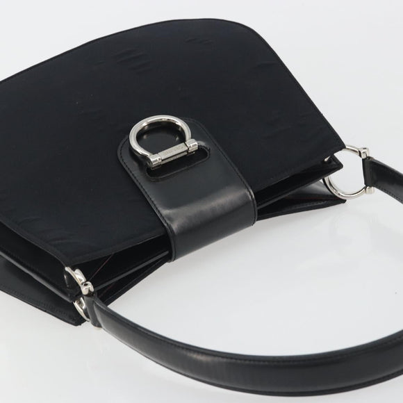 CELINE Shoulder Bag Canvas Black Silver Auth ep15292