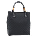GUCCI GG Canvas Bamboo Hand Bag Black Silver 112530 Auth ep15294-1