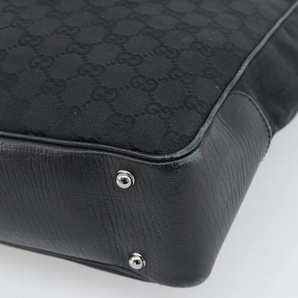 GUCCI GG Canvas Bamboo Hand Bag Black Silver 112530 Auth ep15294