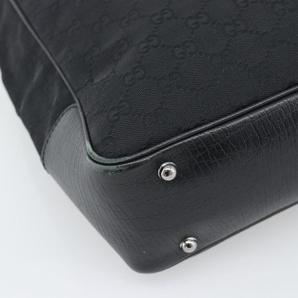GUCCI GG Canvas Bamboo Hand Bag Black Silver 112530 Auth ep15294