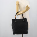 GUCCI GG Canvas Bamboo Hand Bag Black Silver 112530 Auth ep15294-21