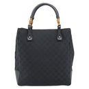 GUCCI GG Canvas Bamboo Hand Bag Black Silver 112530 Auth ep15294-3
