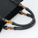 GUCCI GG Canvas Bamboo Hand Bag Black Silver 112530 Auth ep15294-7