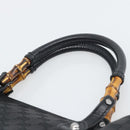 GUCCI GG Canvas Bamboo Hand Bag Black Silver 112530 Auth ep15294-8