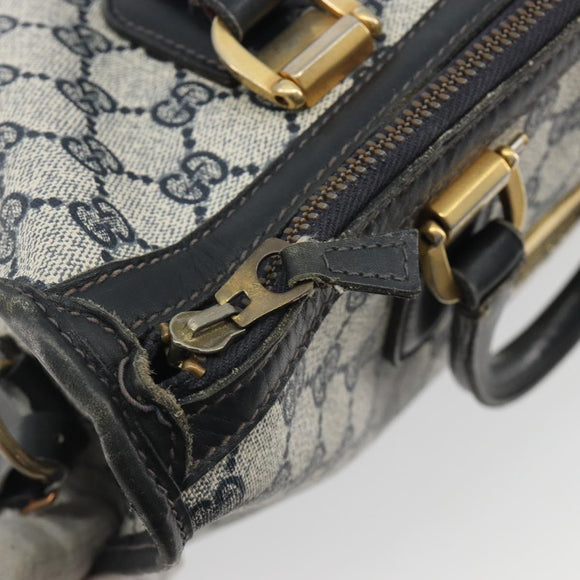 GUCCI GG Supreme Hand Bag PVC Leather Navy Gold Tone Auth ep15295