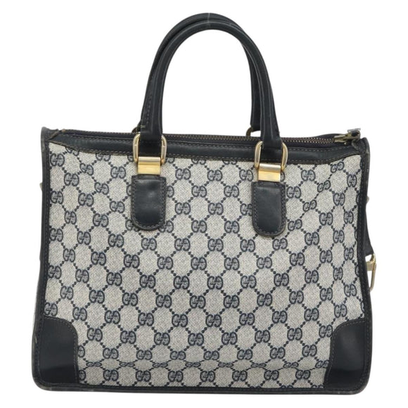 GUCCI GG Supreme Hand Bag PVC Leather Navy Gold Tone Auth ep15295