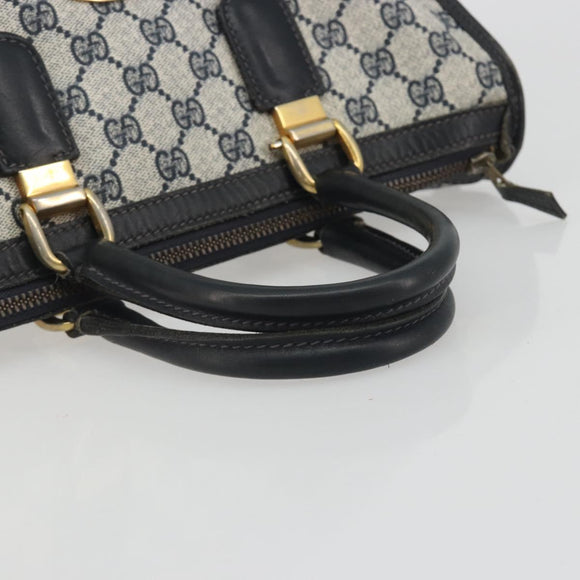 GUCCI GG Supreme Hand Bag PVC Leather Navy Gold Tone Auth ep15295