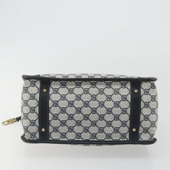 GUCCI GG Supreme Hand Bag PVC Leather Navy Gold Tone Auth ep15295